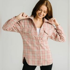 NWT Zyia Pink Ashley Creek Flannel Shirt Size XL Part Wool!